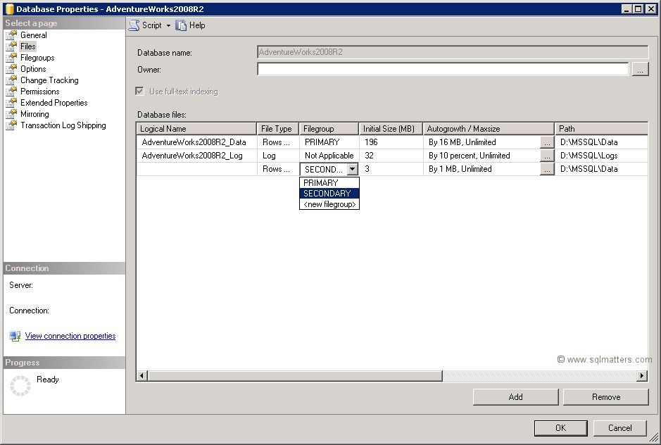 Add new file to filegroup